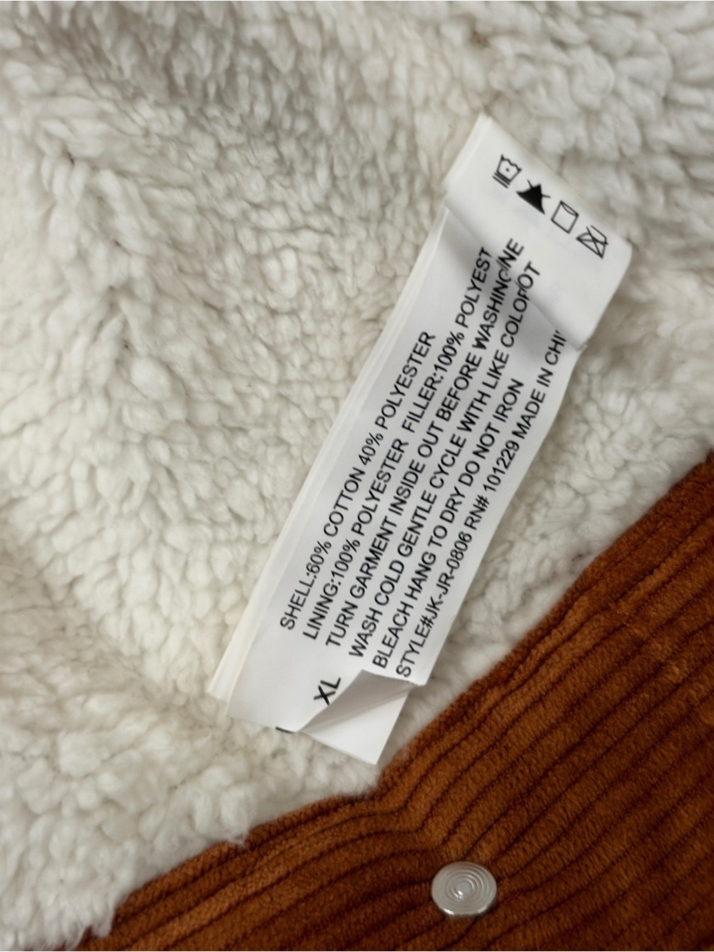 Sherpa-Lined Brown Corduroy Jacket - Picture 6 of 6